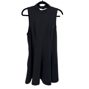 Free People Black Sleeveless Mock Neck Cutout Back Mini Dress L